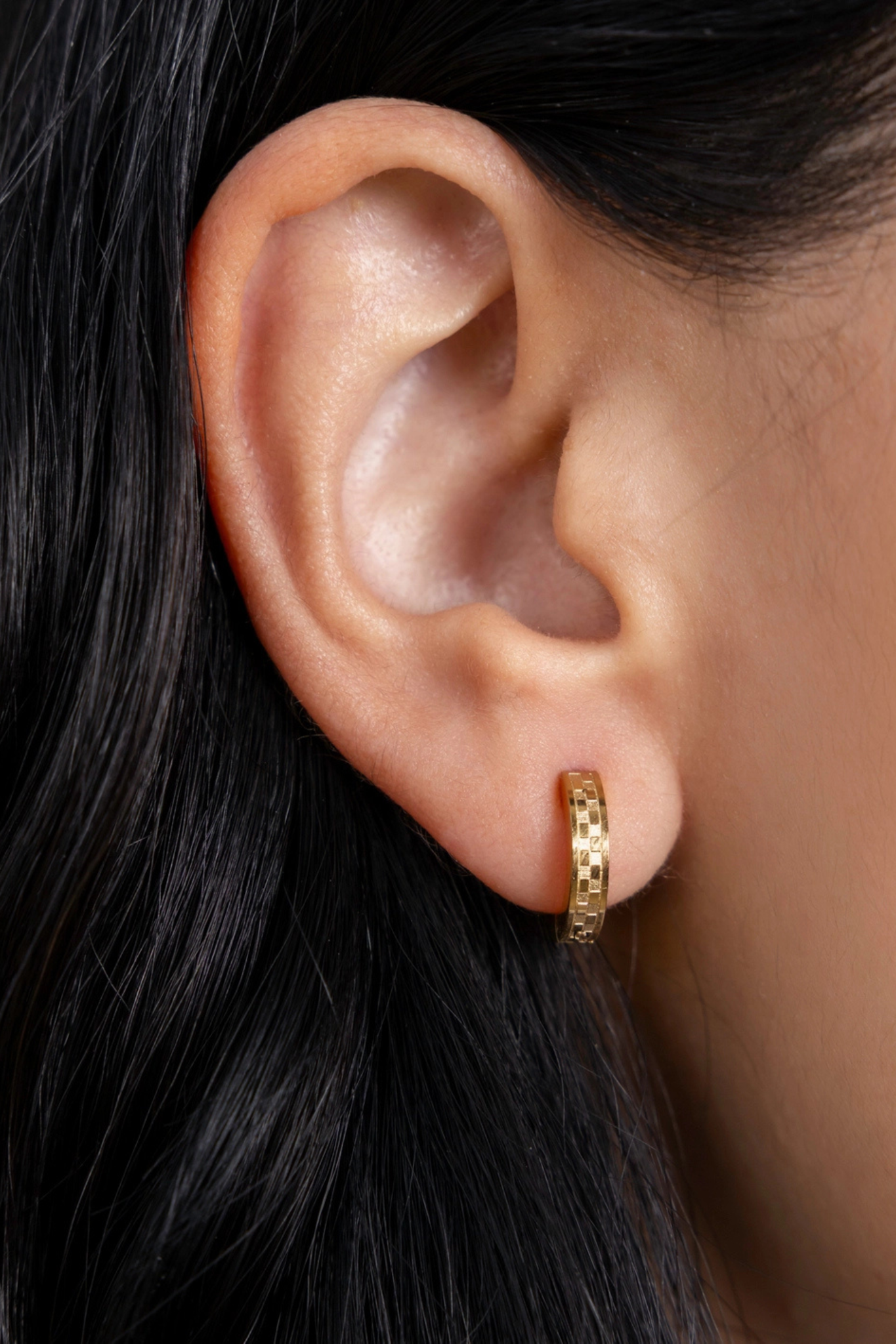 Chess Gold Huggie Earrings