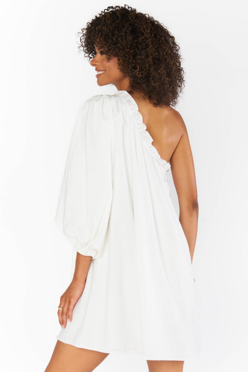 High Volume White Linen Dress