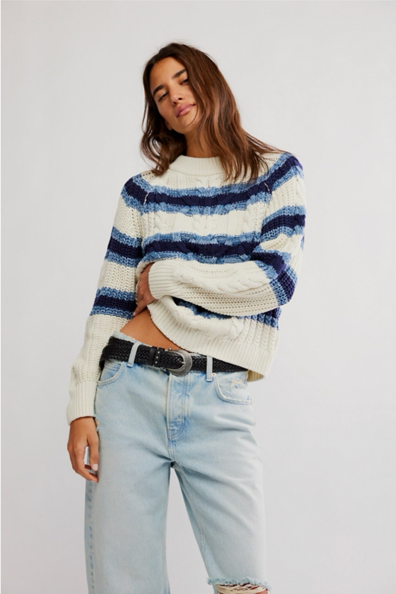 Frankie Striped Cable Knit Pullover
