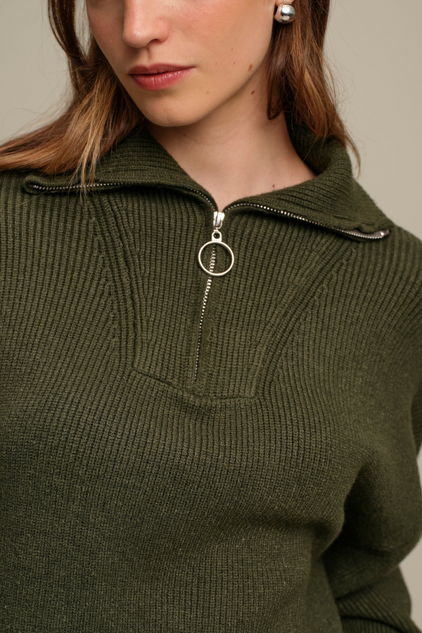 Spencer Army Half Zip Sweater