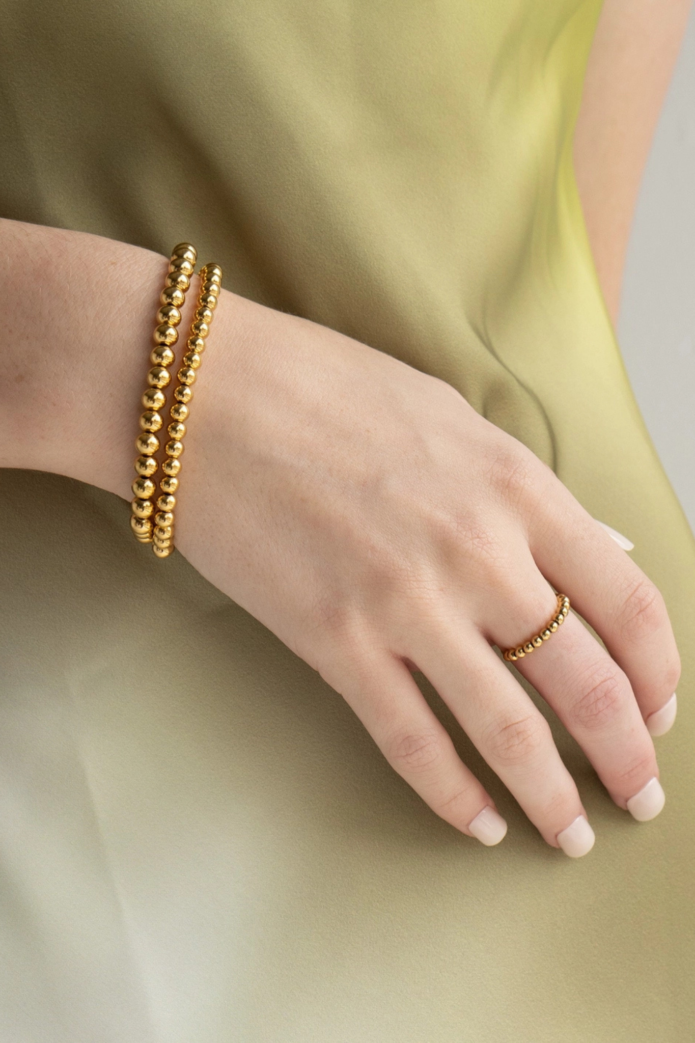 Chunky Gold Double Beaded Bracelet Set
