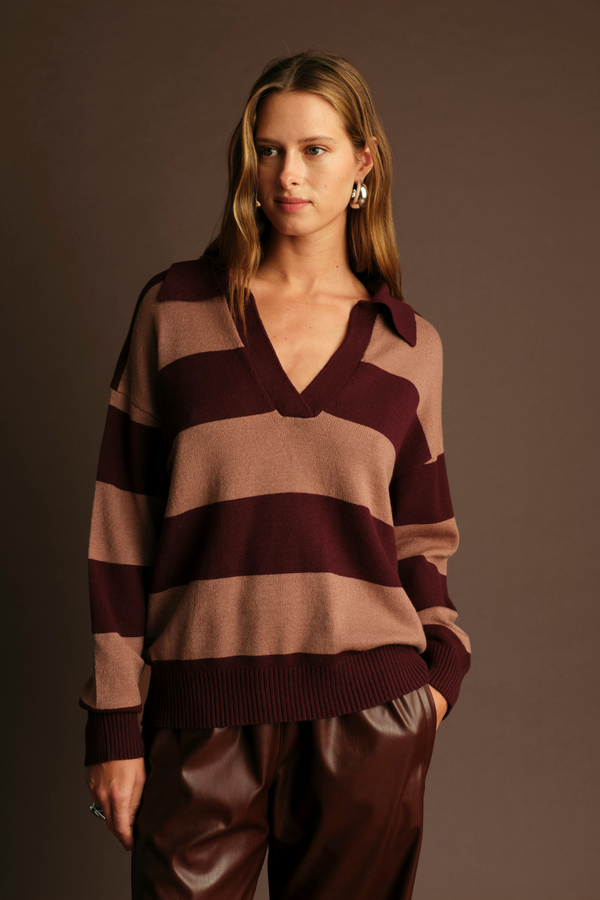 Nick Stripe Polo Sweater