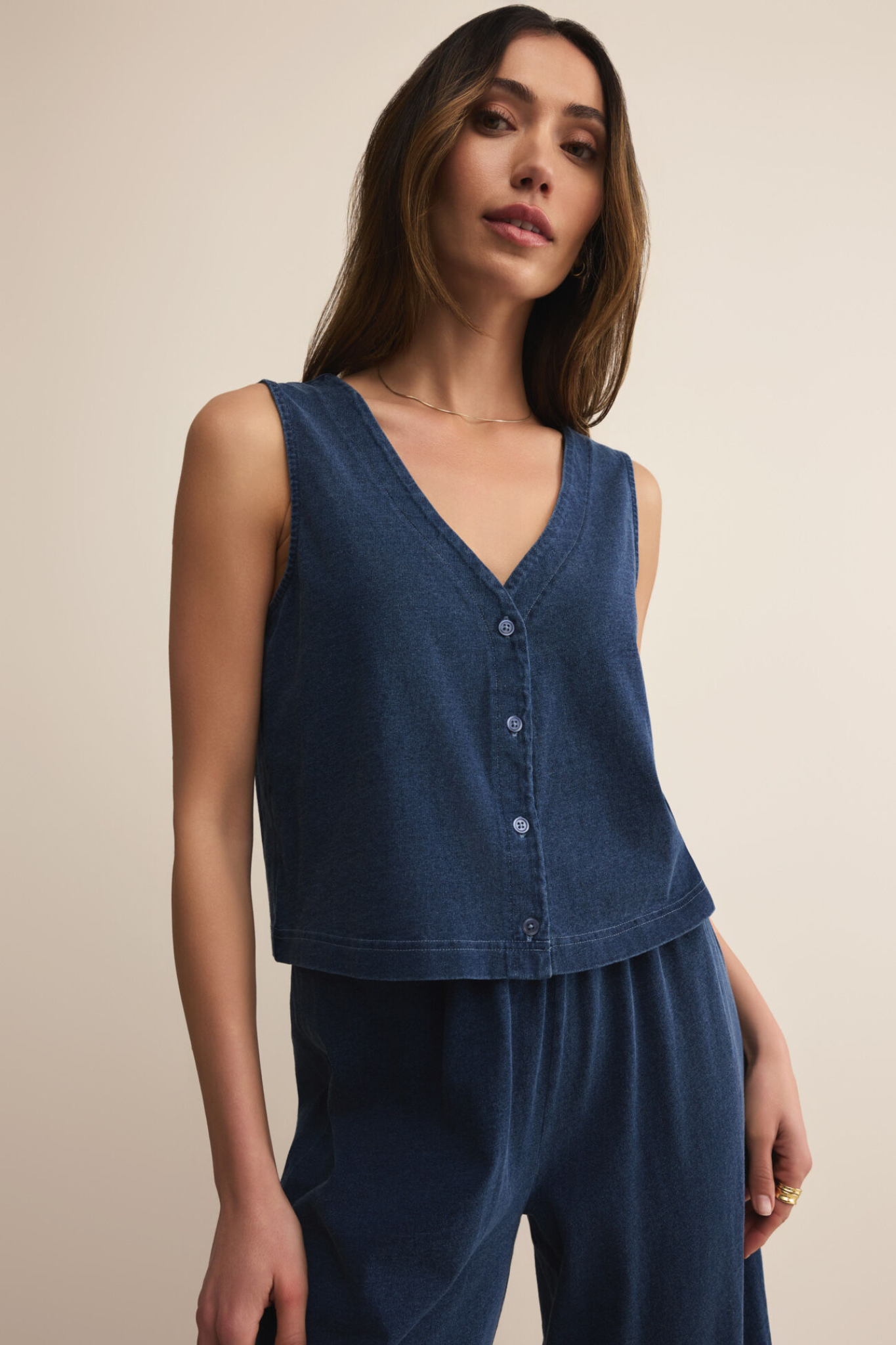 Solace Indigo Denim Jersey Tank