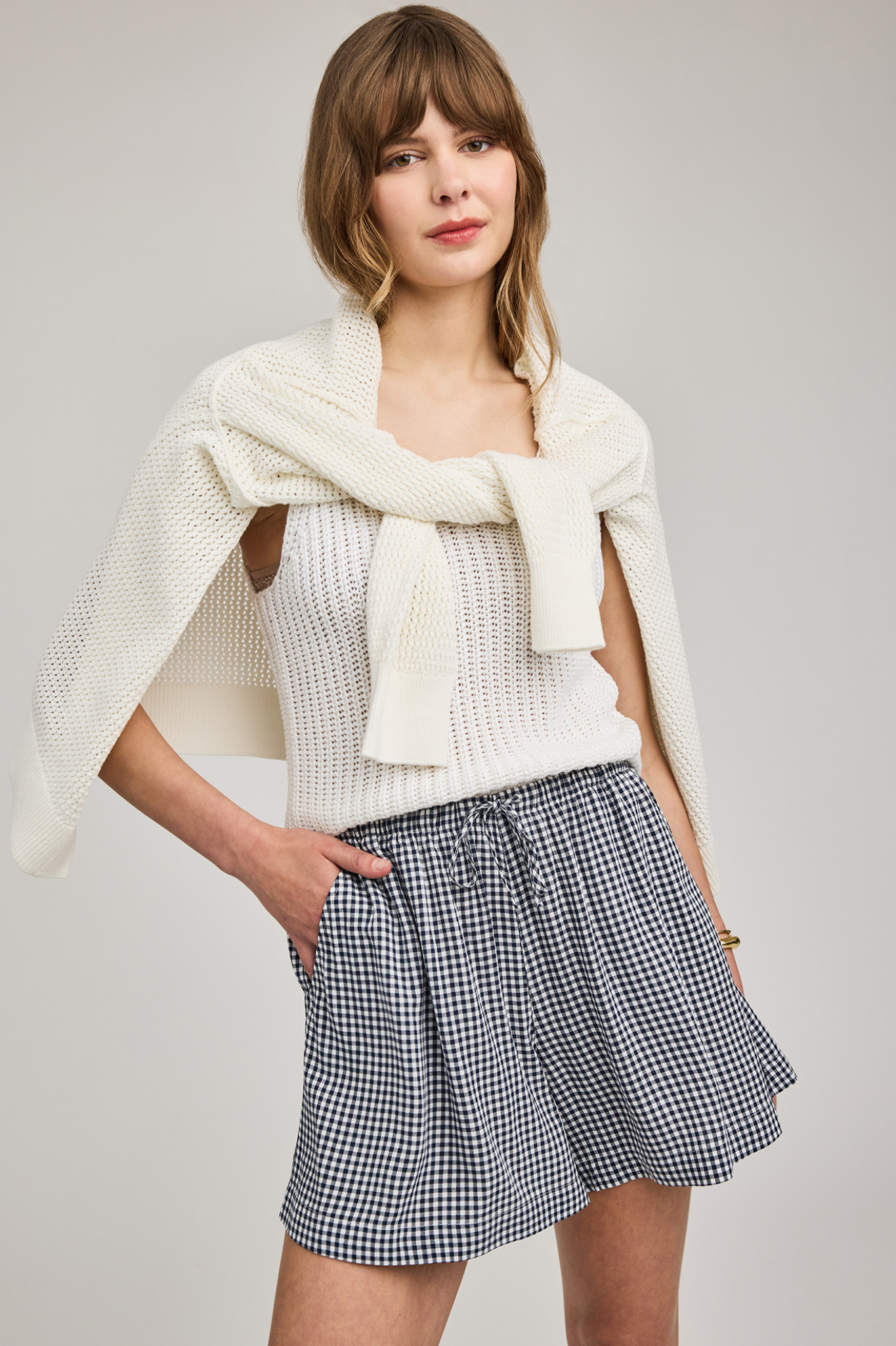 Quinn Navy Gingham Short