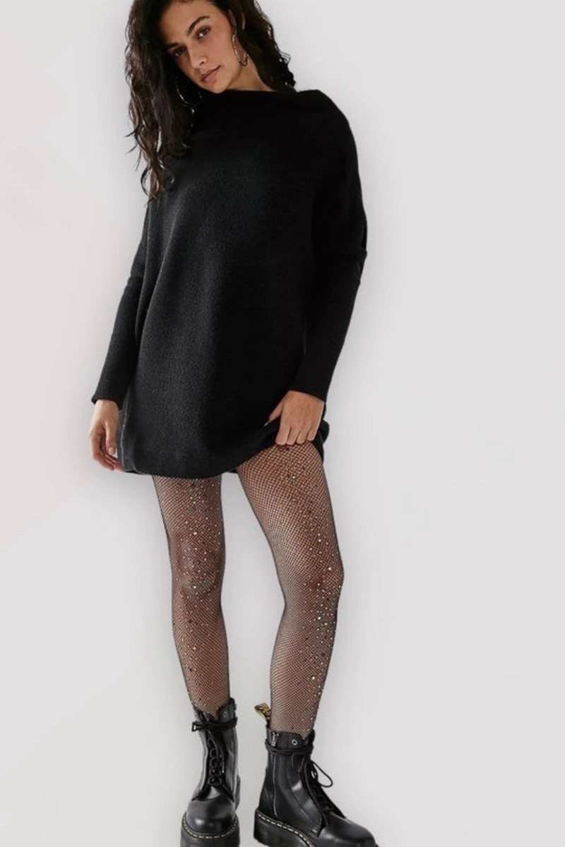 Glitter Black Fishnet Tights