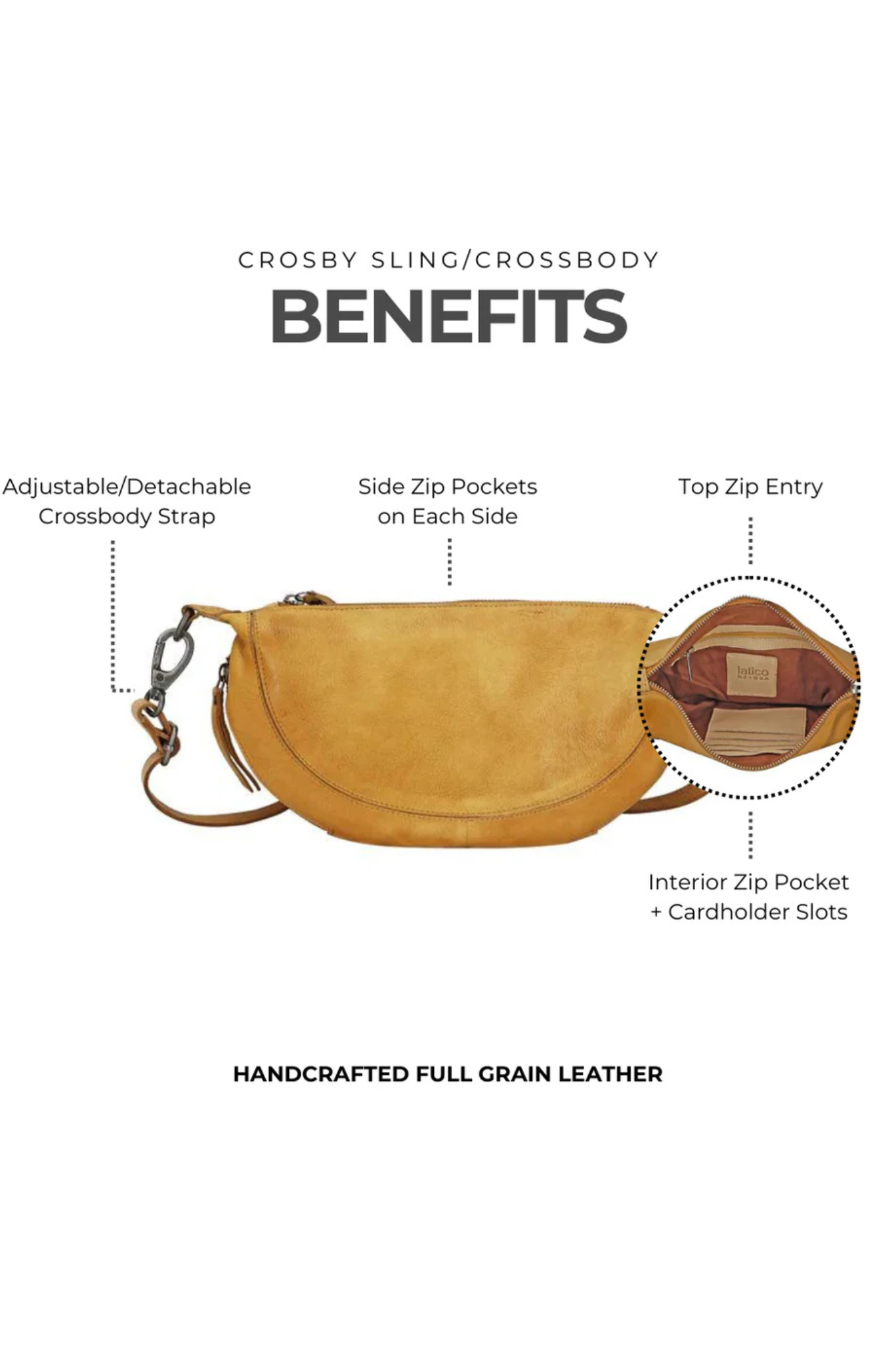 Crosby Camel Leather Sling Bag