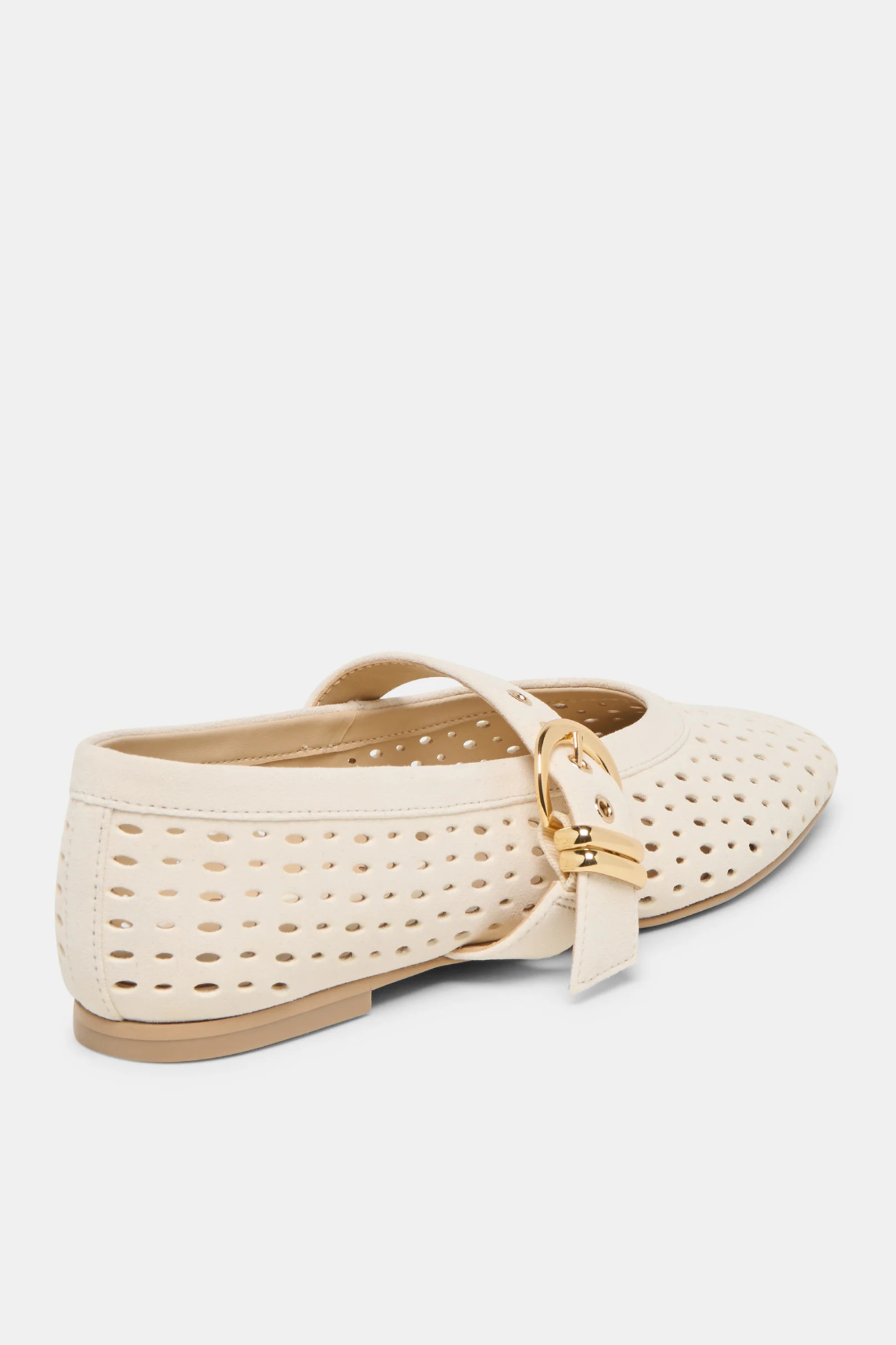 Mikel Creme Perforated Suede Ballet Flat