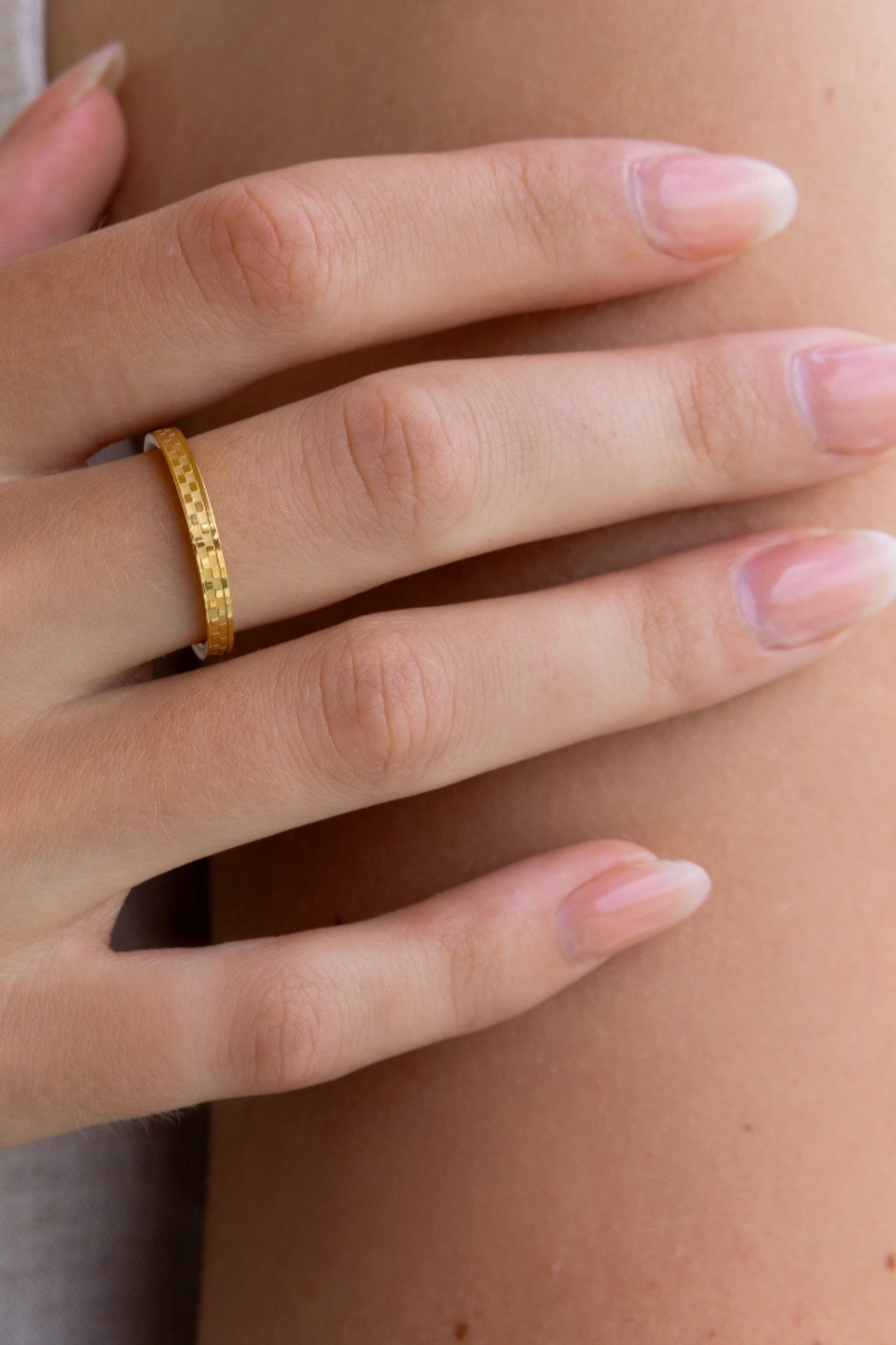Chess Gold Textured Ring