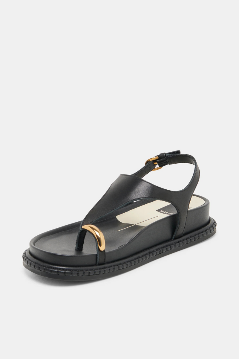 Stefan Black Leather Sandal