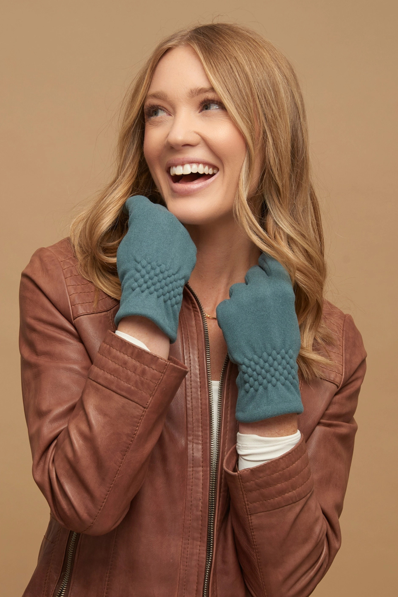 Blue Fishtail Faux Suede Gloves