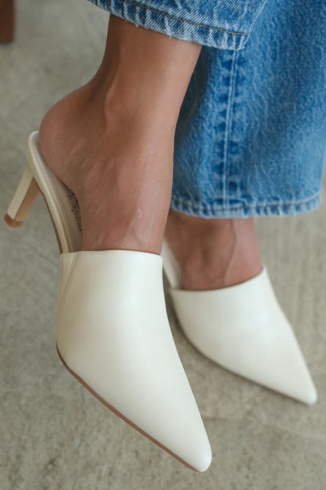 Garret Ivory Heeled Mule