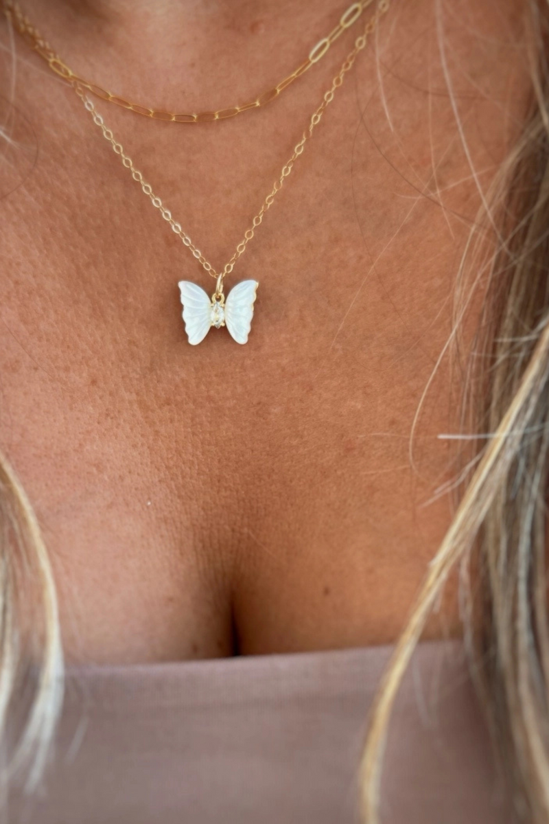 Brynn Butterfly Mother of Pearl Necklace