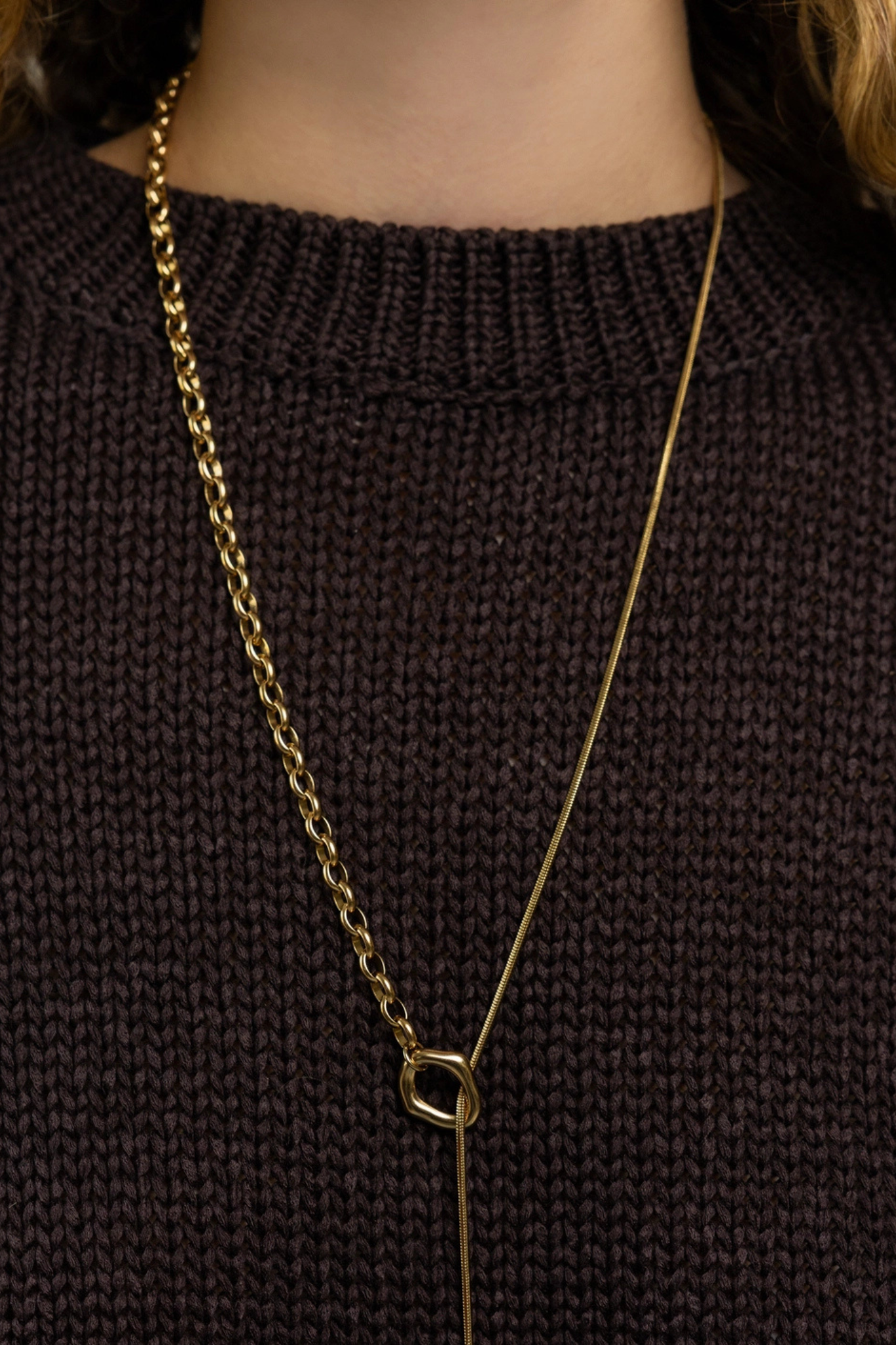 Gold Dual Chain Toggle Necklace