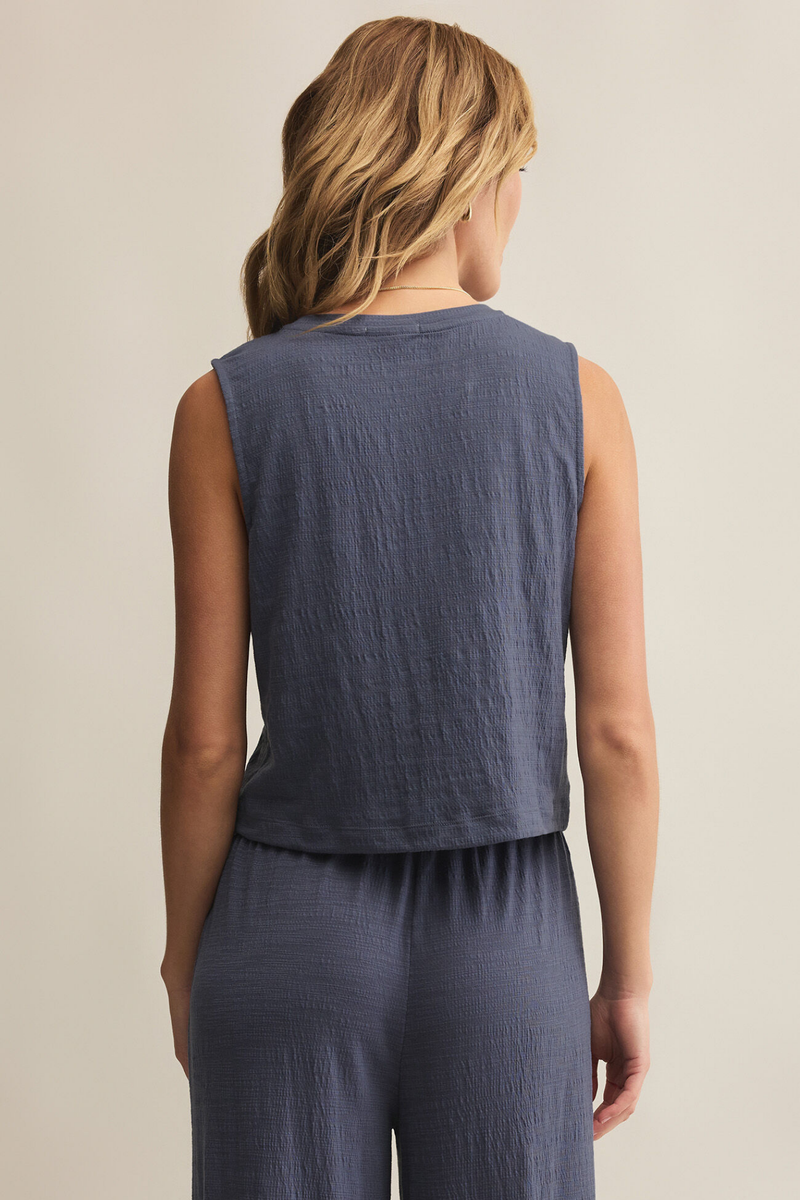 Sloane Worn Blue Textured Tank