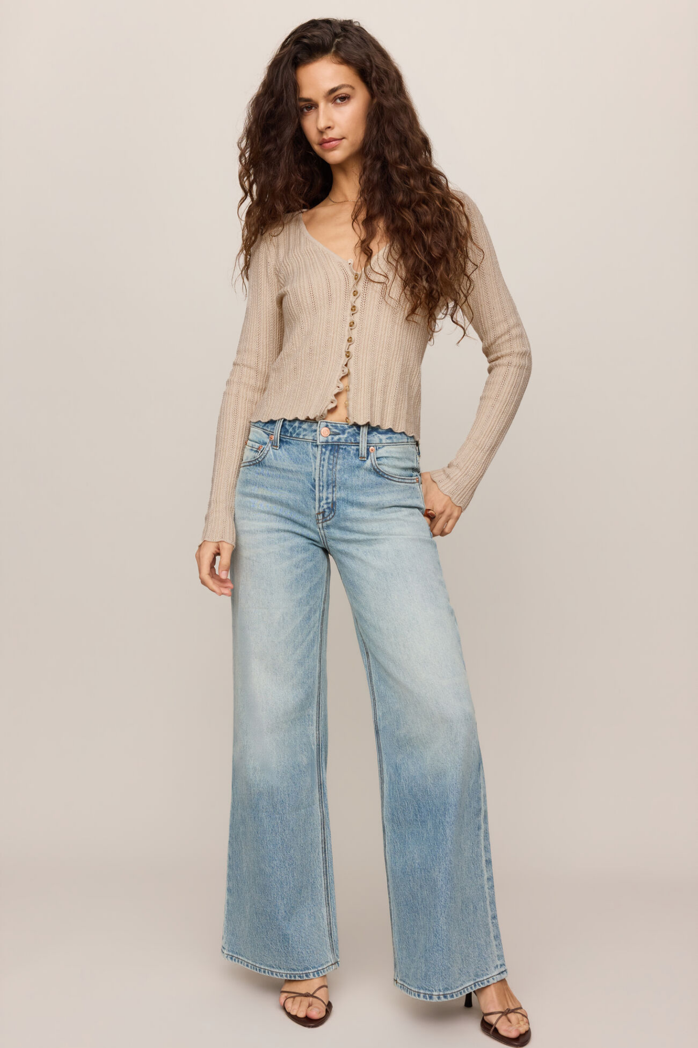 Landa Natural Pointelle Top