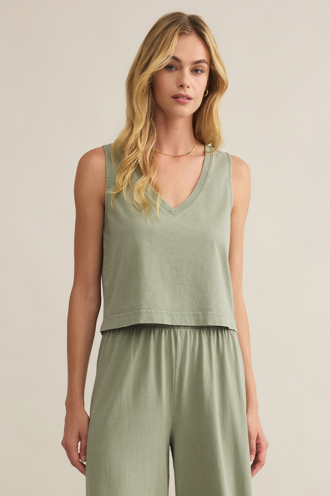 Sloane Avocado V-Neck Tank