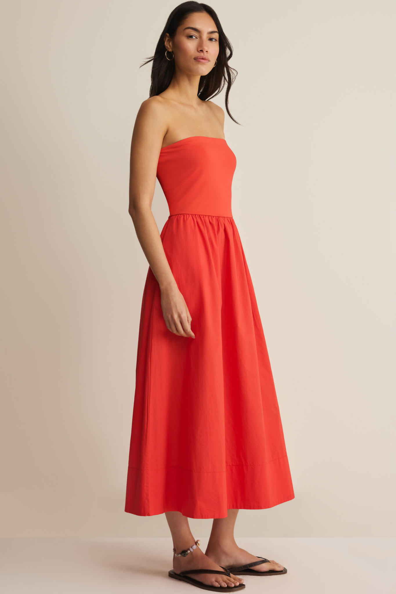 Sunsought Lychee Strapless Midi Dress