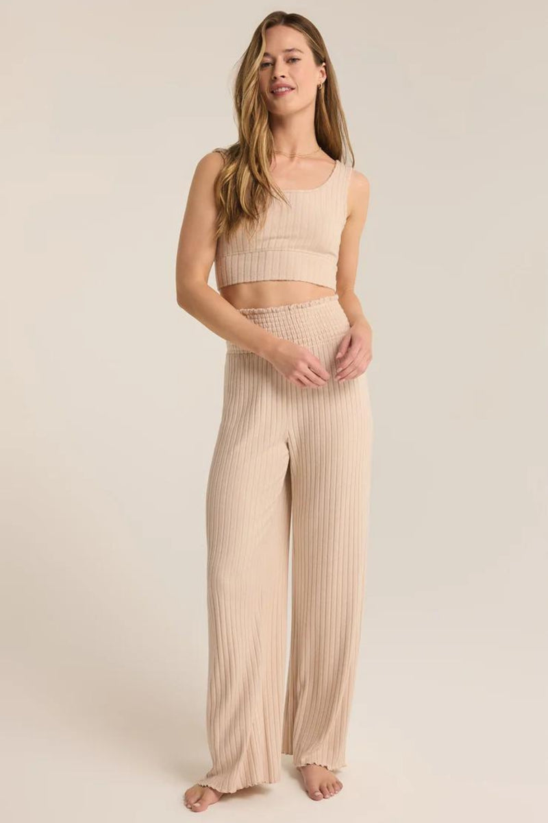 Dawn Oatmeal Smocked Rib Pant