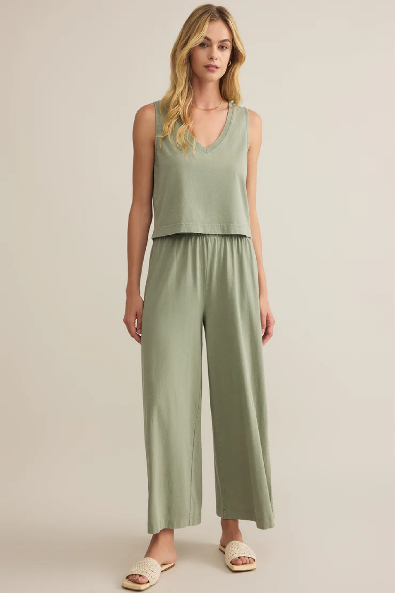 Sloane Avocado V-Neck Tank