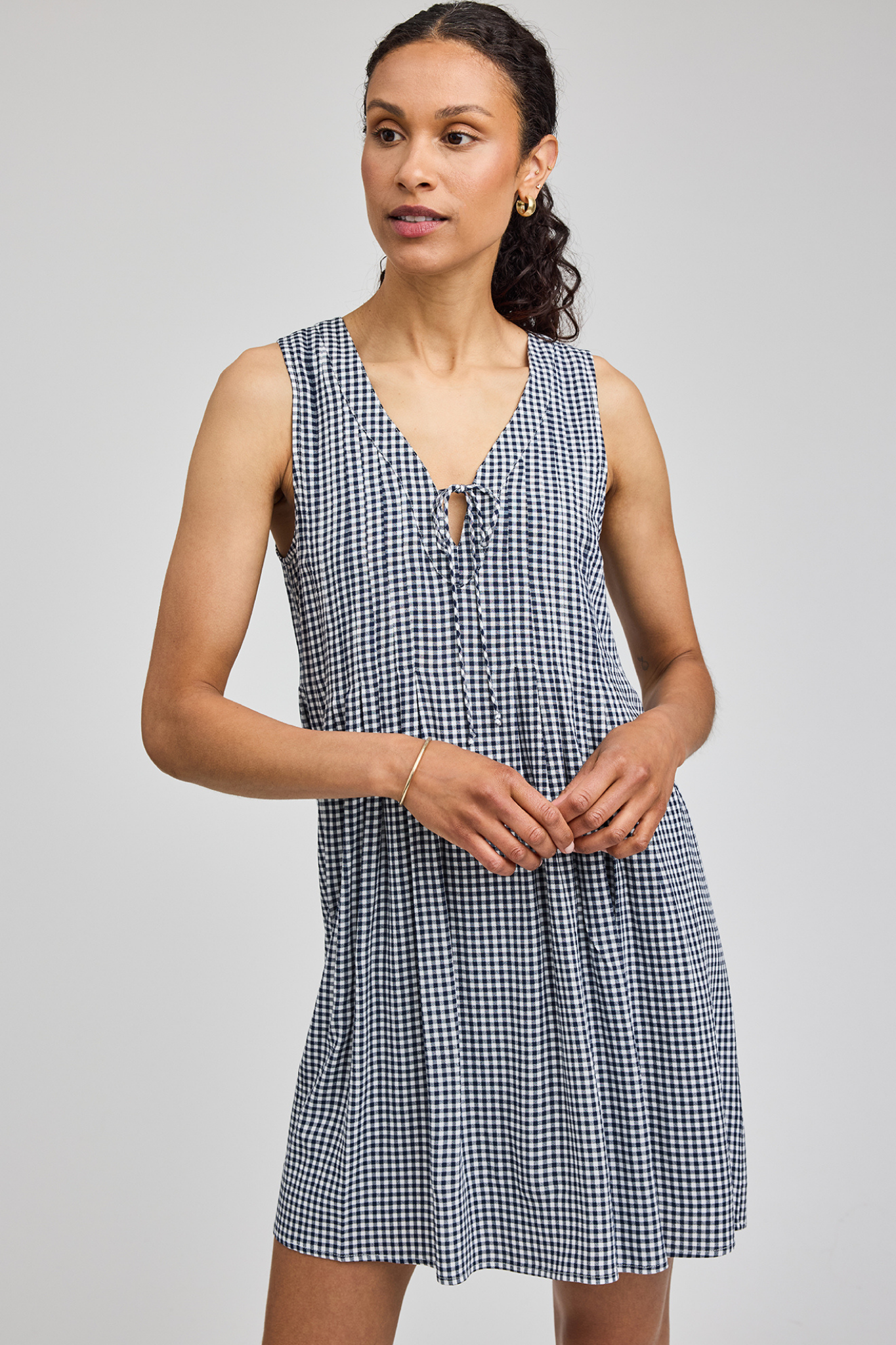 Zoey Navy Gingham Dress