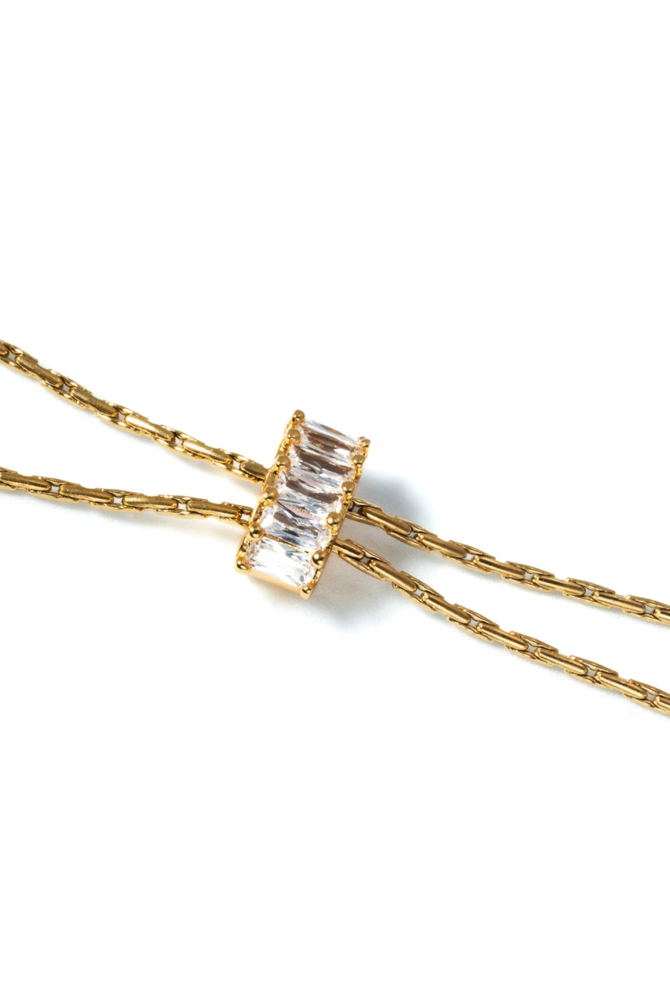 18K Gold Baguette Lariat Necklace
