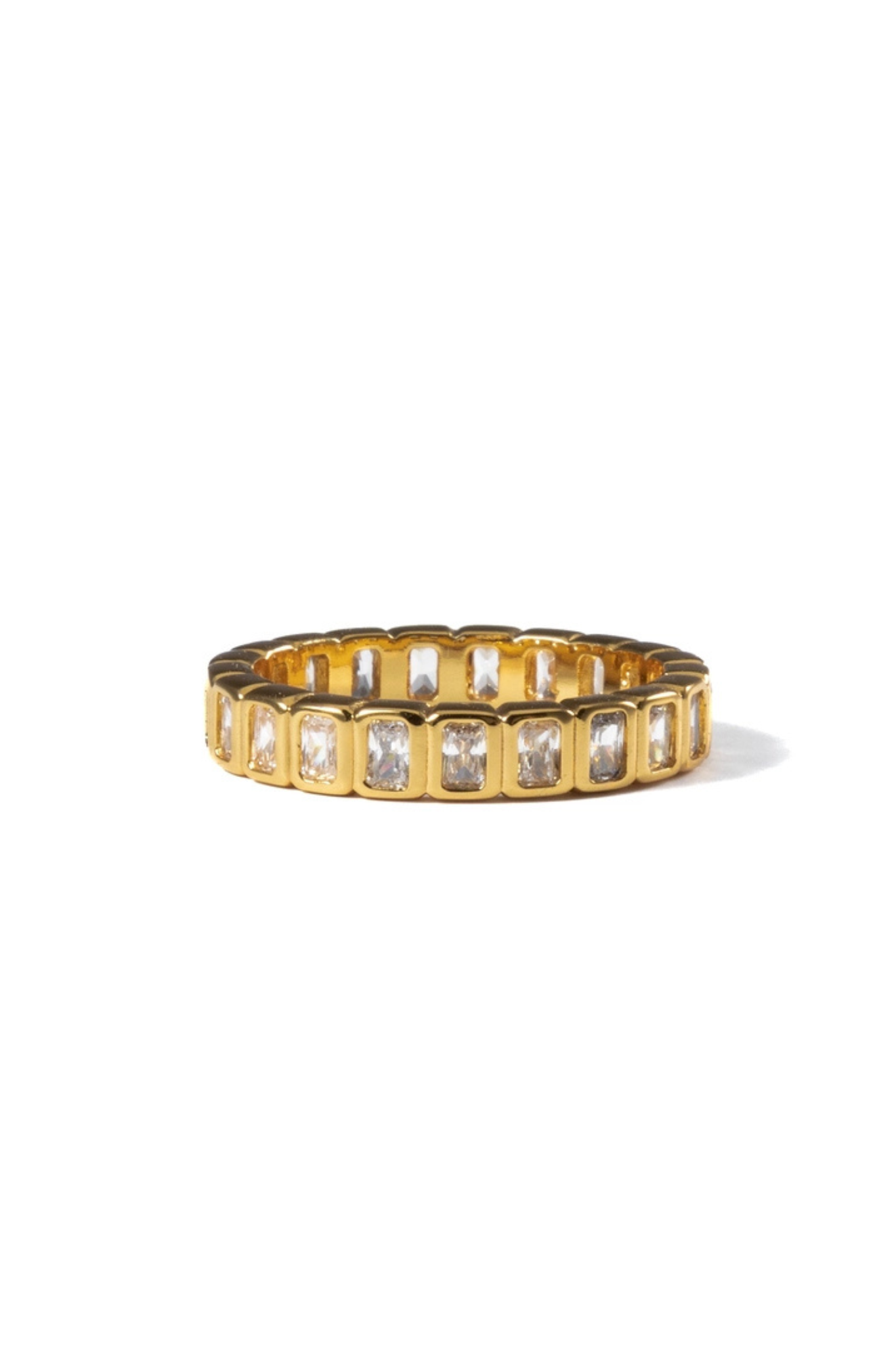 18K Gold Tennis Emerald Cut Ring
