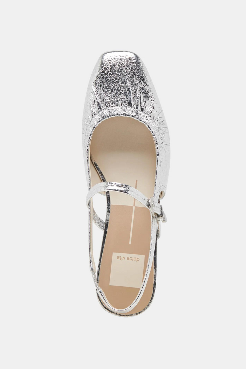 Rianne Silver Distressed Leather Flat