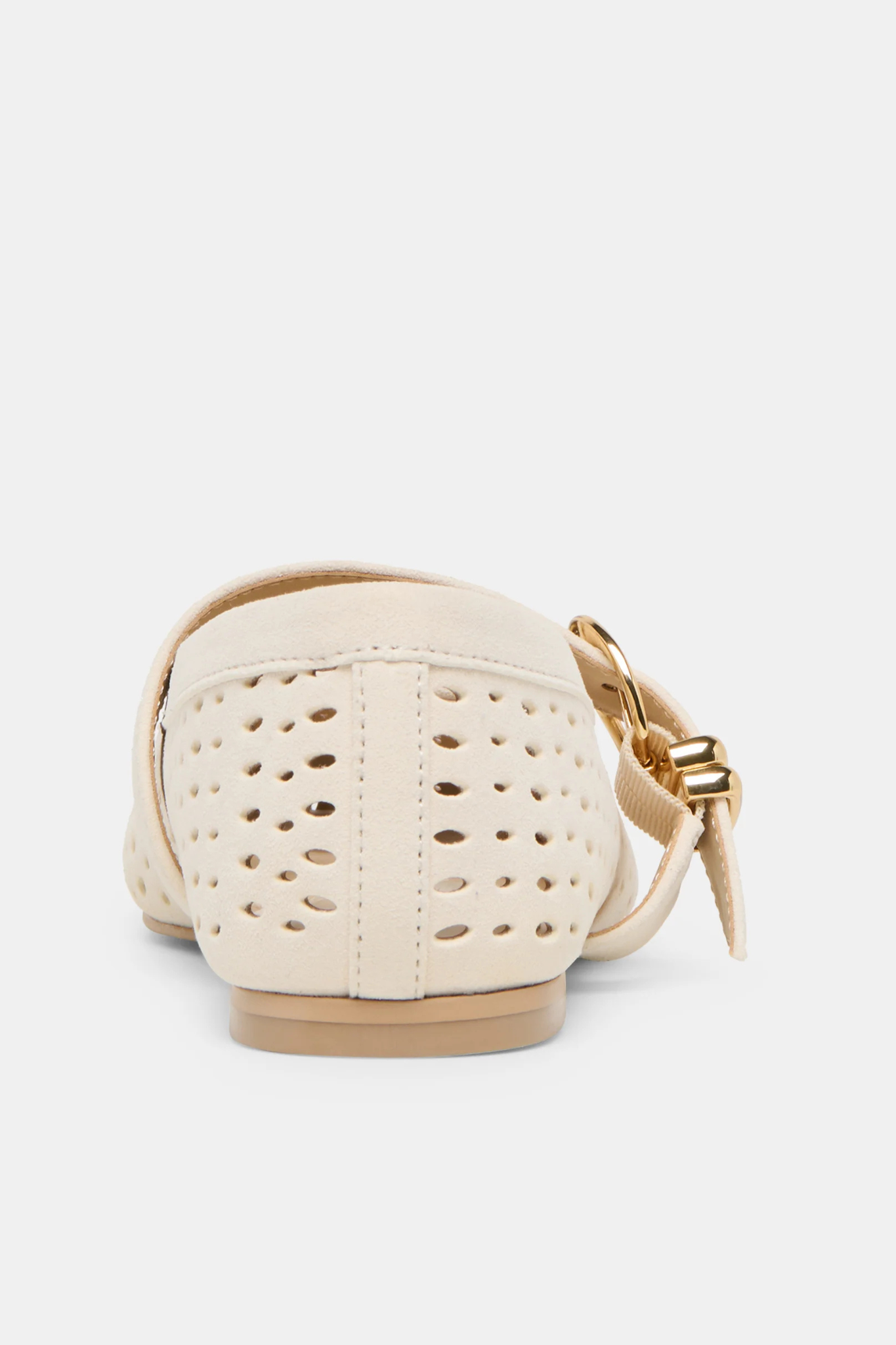 Mikel Creme Perforated Suede Ballet Flat