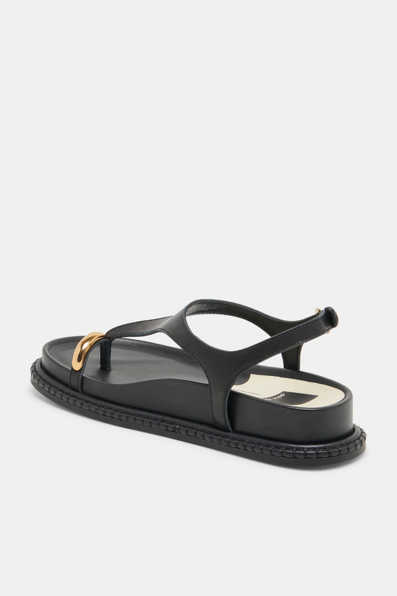 Stefan Black Leather Sandal