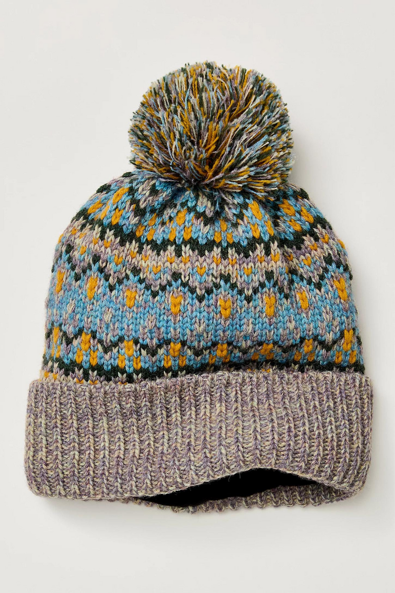 First Frost Sage Fairisle Pom Beanie