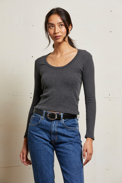 Josie Charcoal Sweater Rib Top