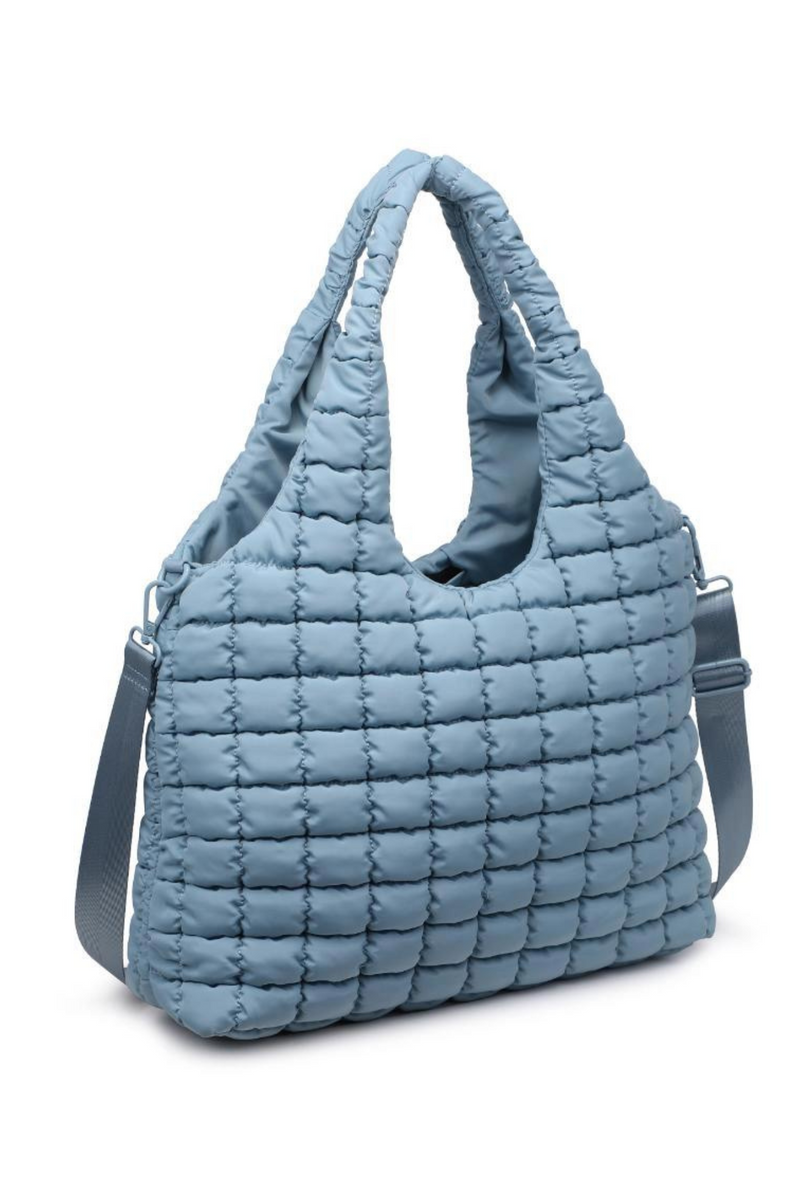 Elevate Sky Blue Quilted Nylon Hobo