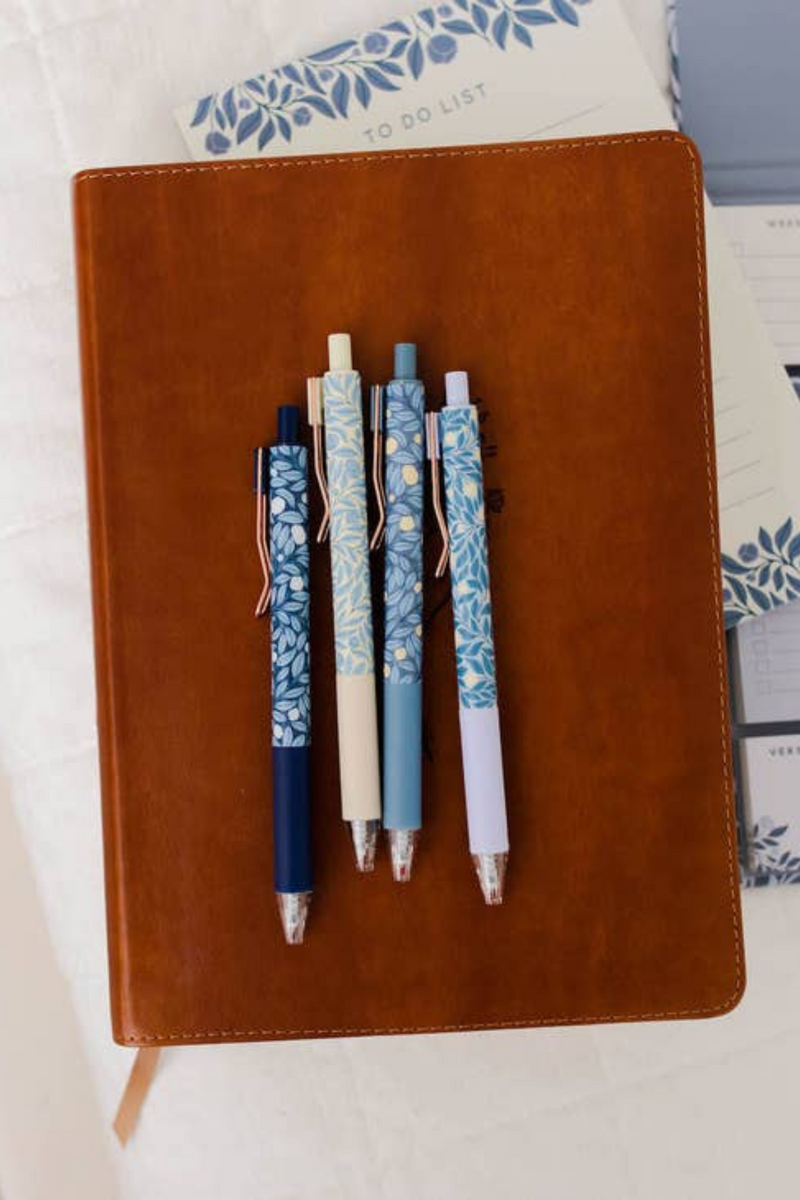 French Blue Floral Pen Set