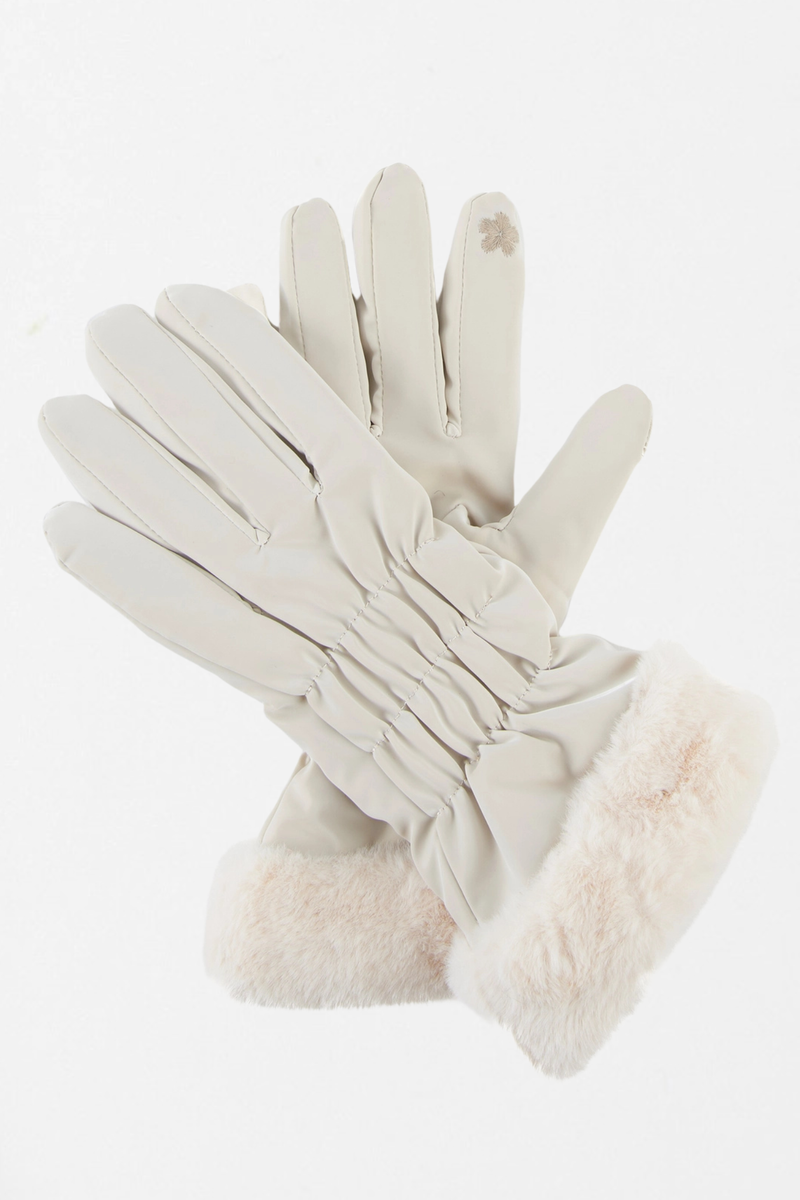 Cream Faux Fur Cuff Gloves