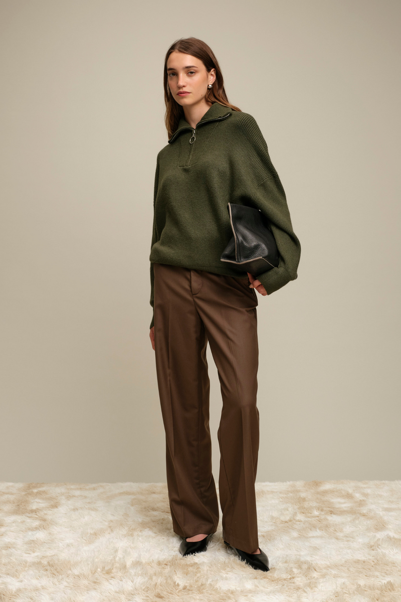 Spencer Army Half Zip Sweater