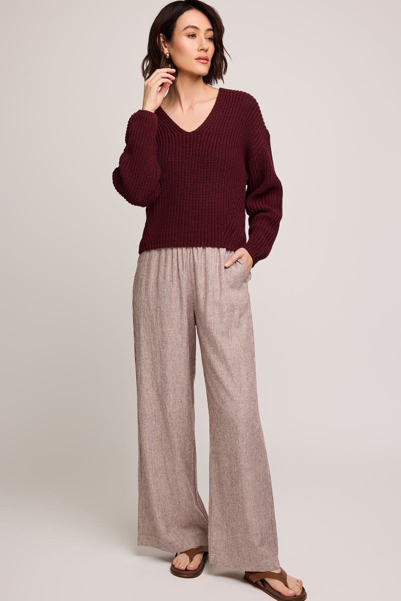 Ellie Merlot Stripe Pant