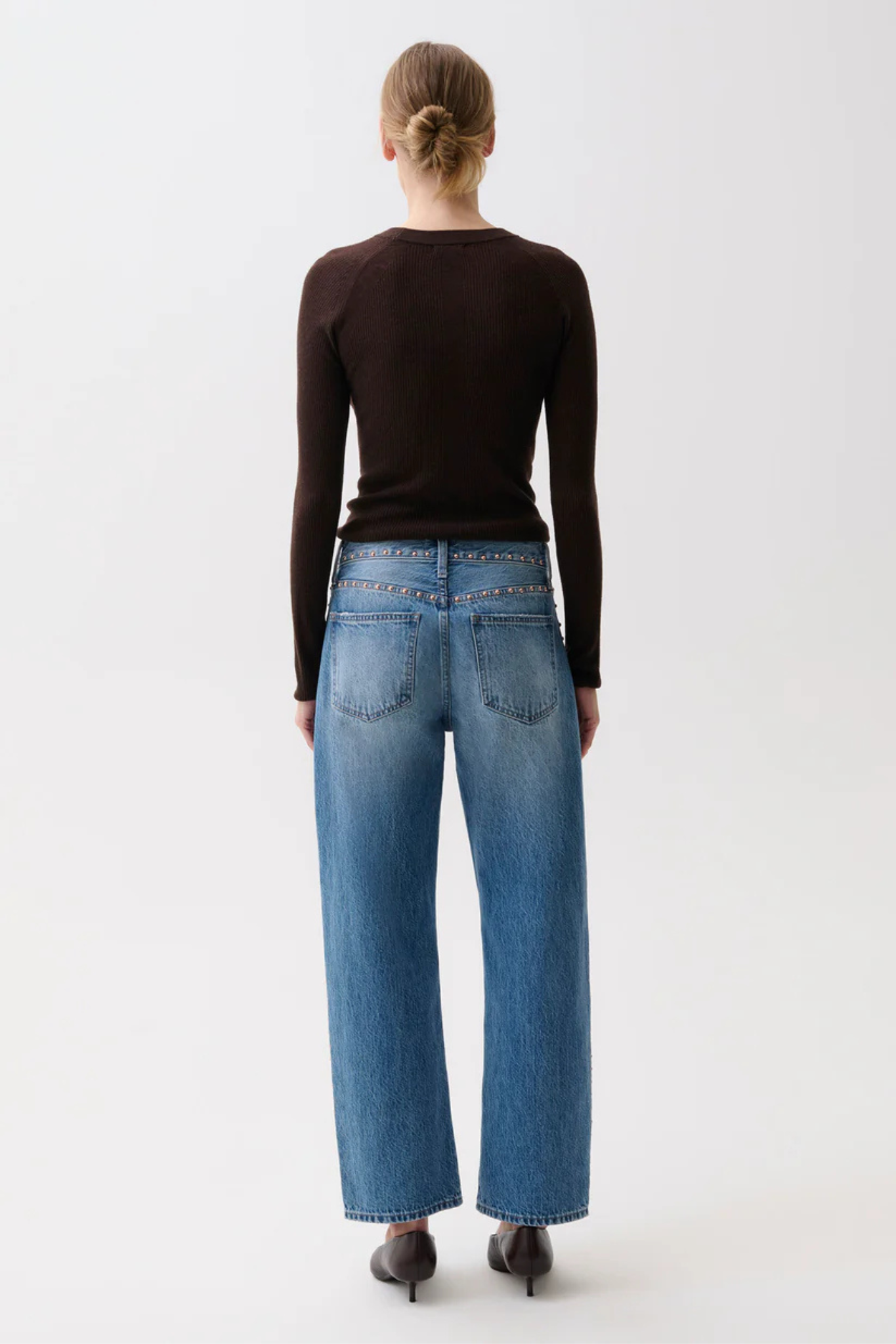 Lexi Star Studded Mid Rise Bowed Straight