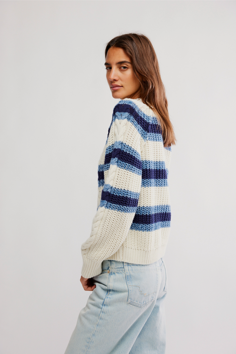 Frankie Striped Cable Knit Pullover