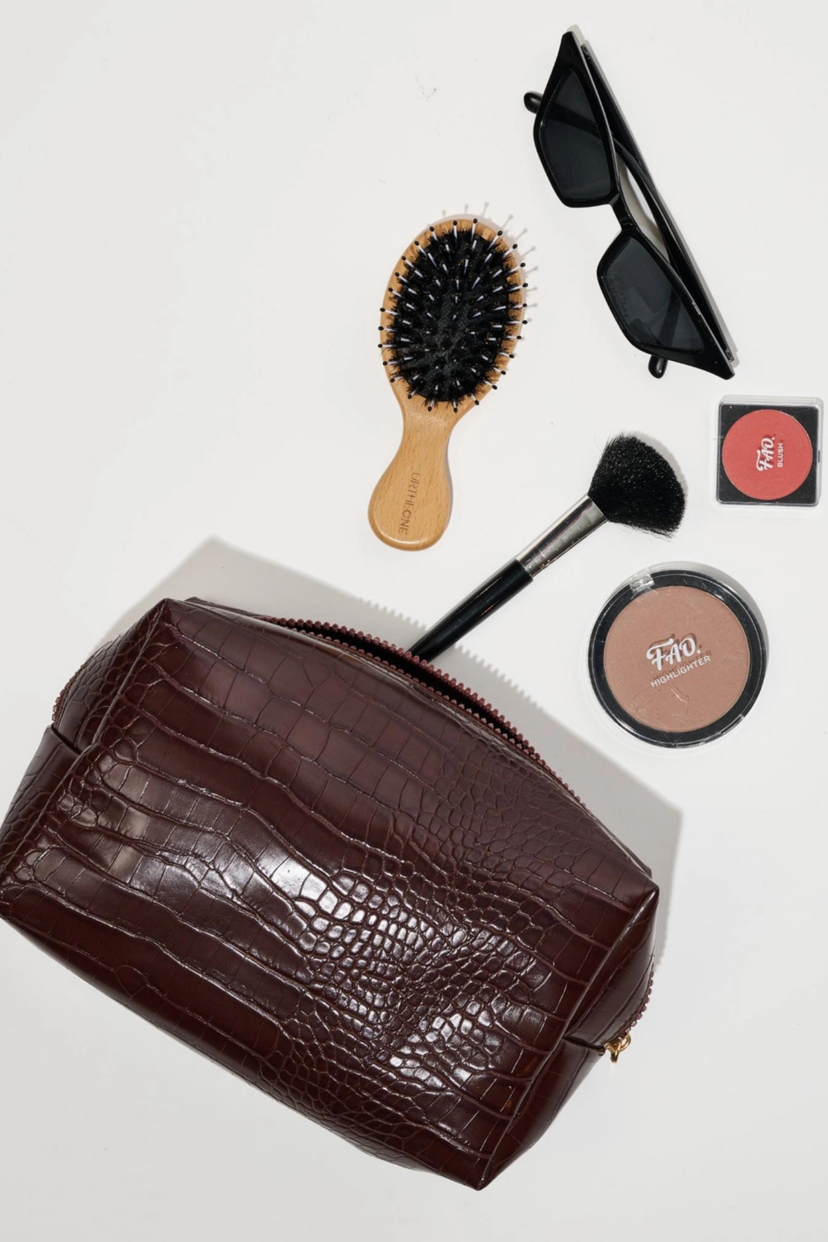 Chocolate Croc Cosmetic Bag