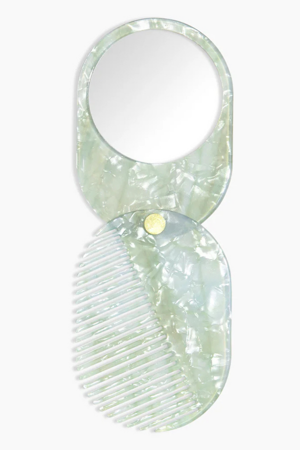 Sea Glass 2-in-1 Pocket Comb Mirror