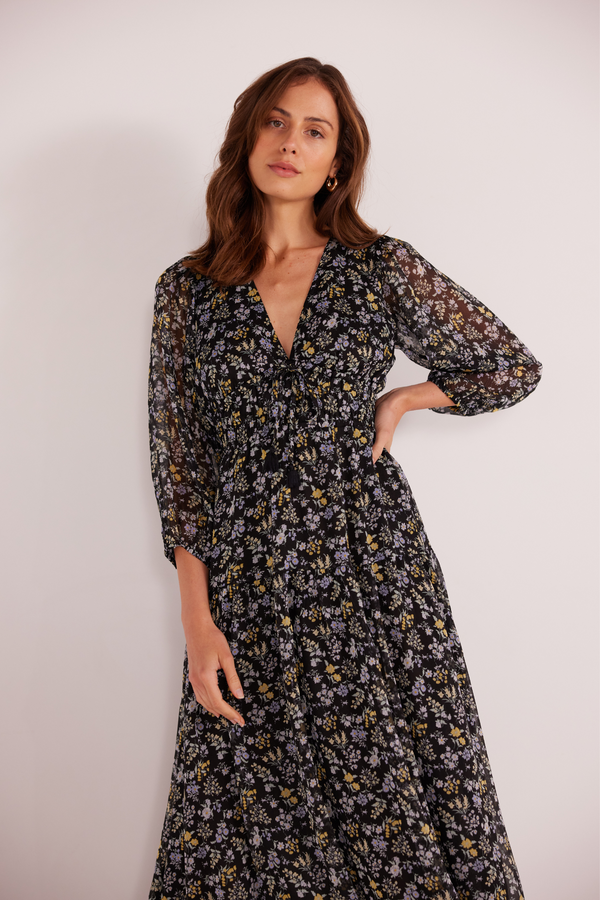 Taylee Midnight Ditsy Midi Dress