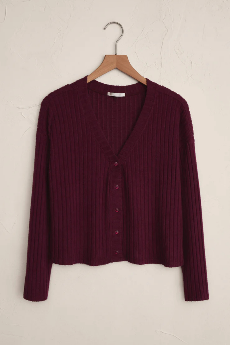 Mara Merlot Rib Cardigan