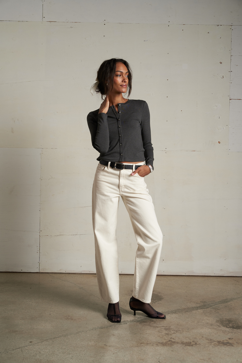 Maureen Charcoal Luxe Rib Cardigan