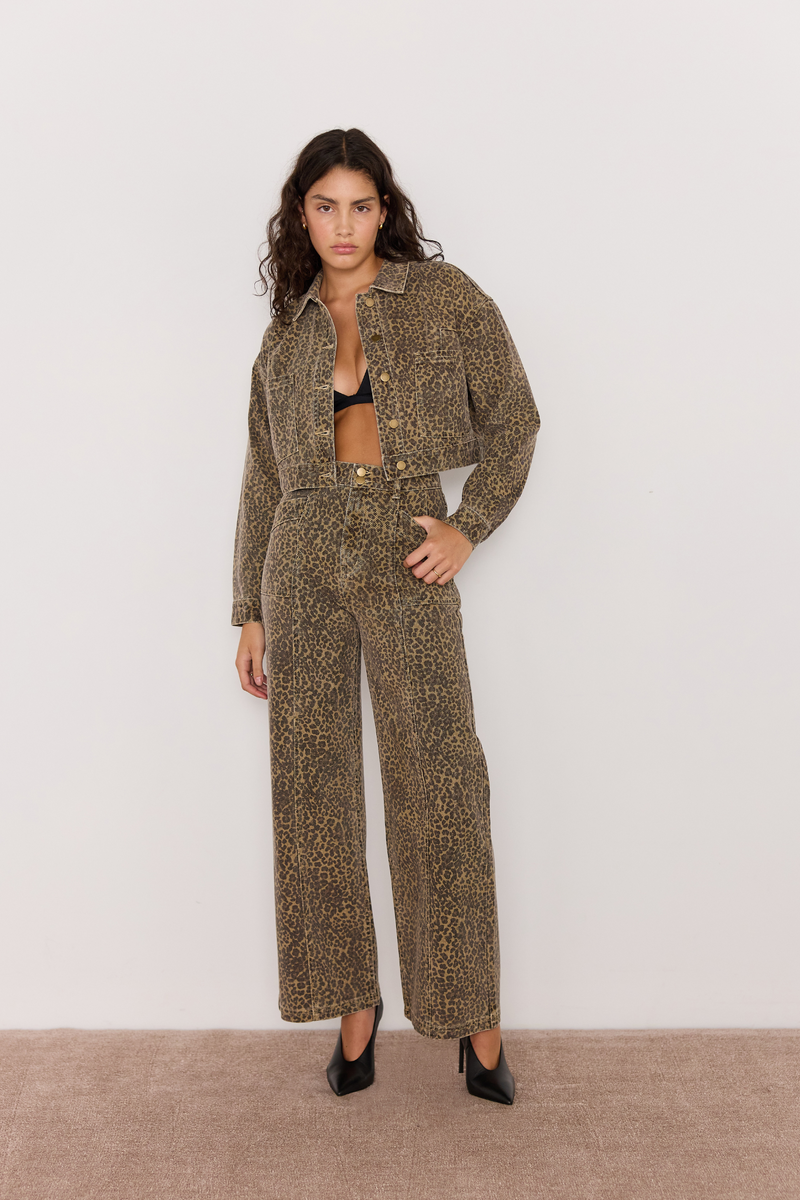 Anouk Washed Leopard Crop Jacket
