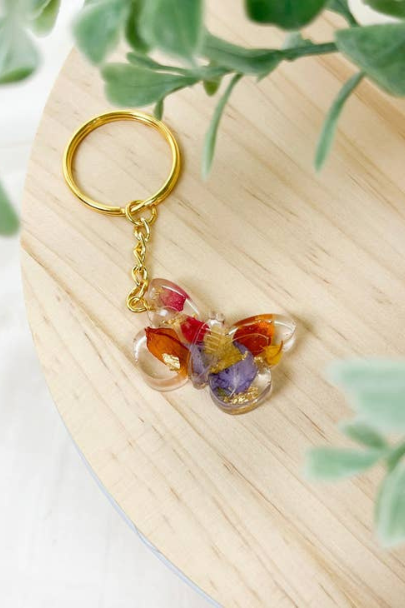 Butterfly Flower Petal Keychain