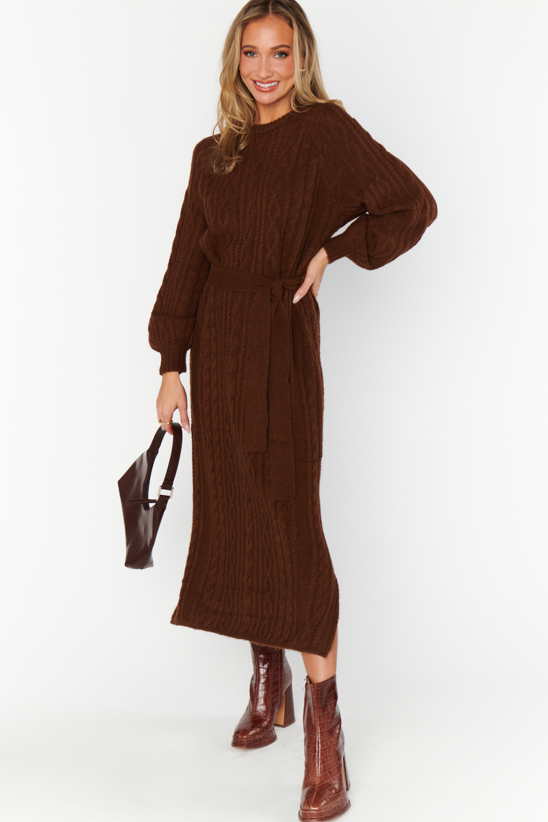 Chocolate sweater dress sales