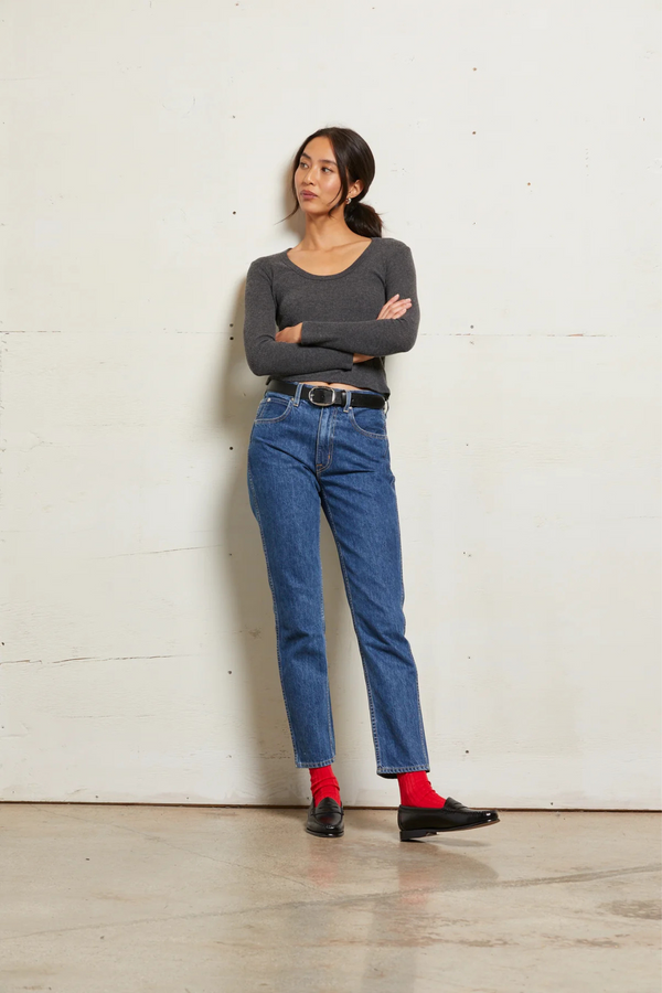 Josie Charcoal Sweater Rib Top