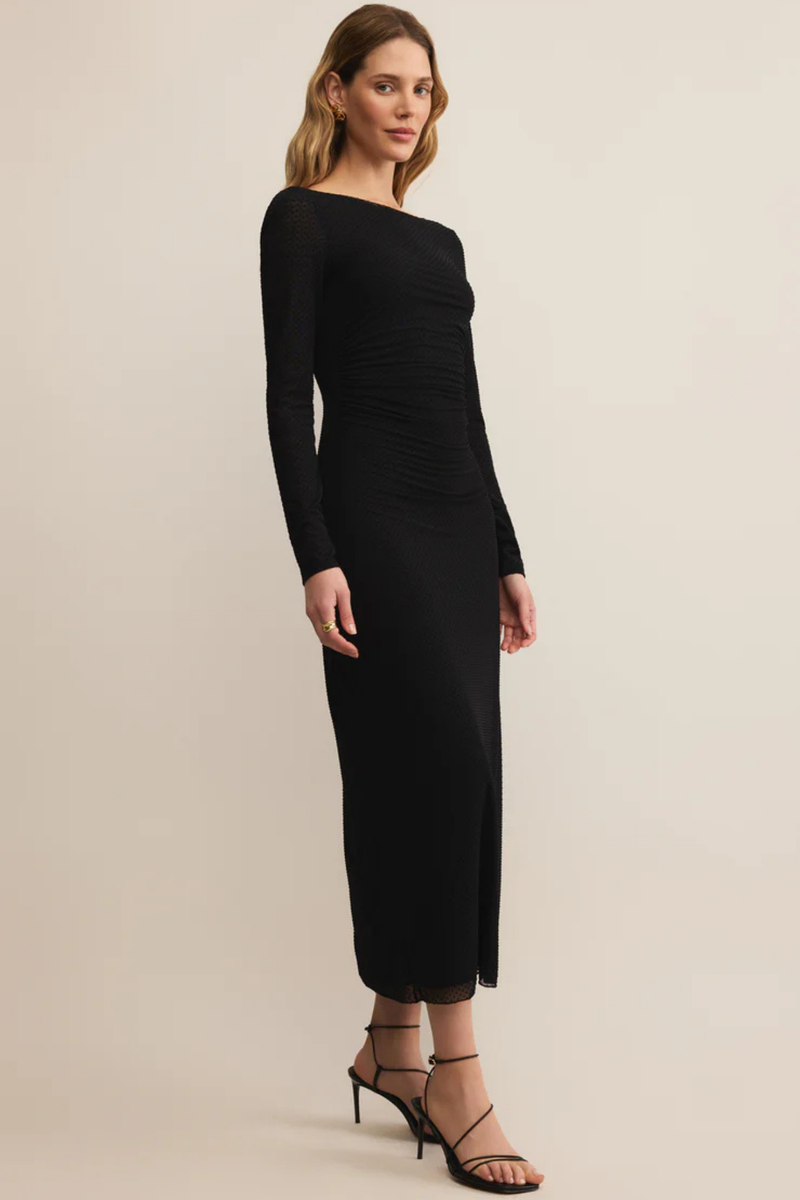 Spellbound Black Mesh Midi Dress