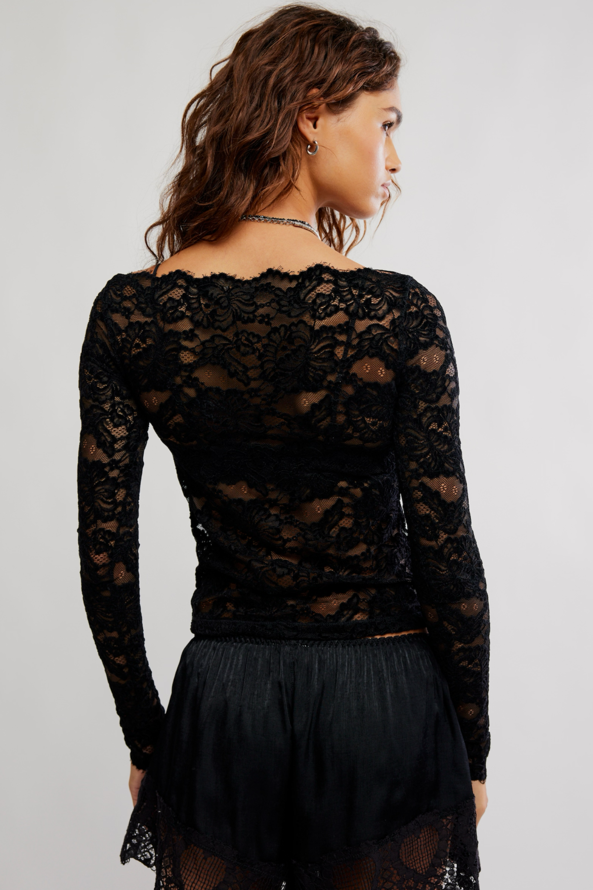 Raising Eyebrows Black Lace Top