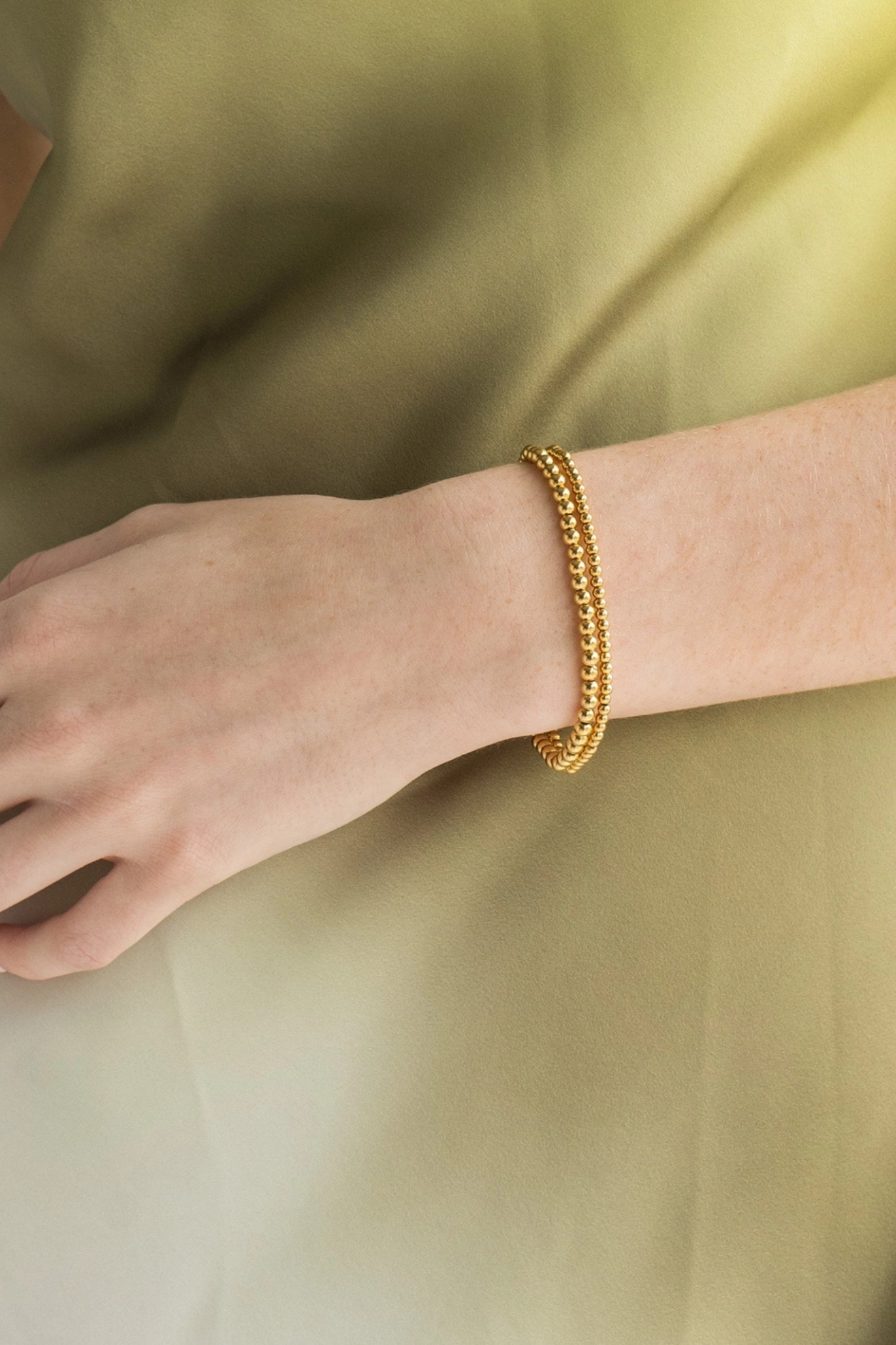 Dainty Gold Double Beaded Bracelet Set